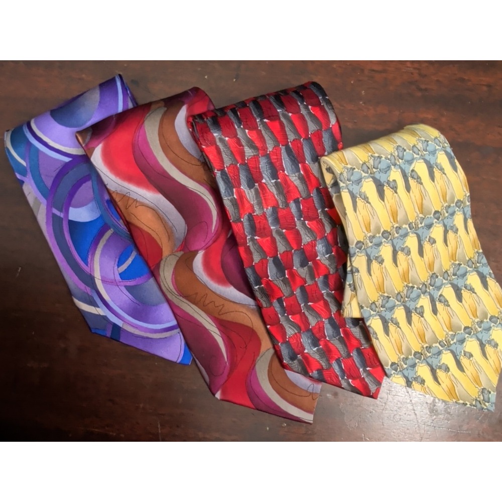 Vintage J. Garcia Jerry Garcia Silk Neckties Lot of 4 1996 Abstract Art Ties